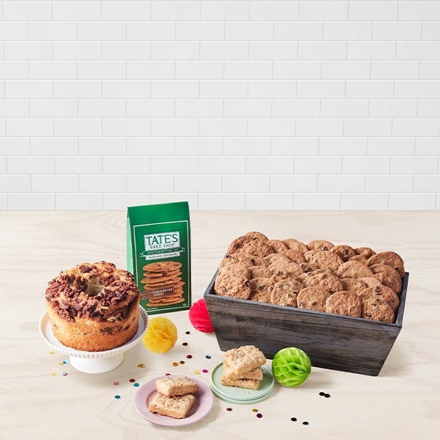 Various baked goods on a table